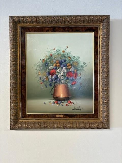 Schilderij : Koperen pot met bloemen, Ophalen