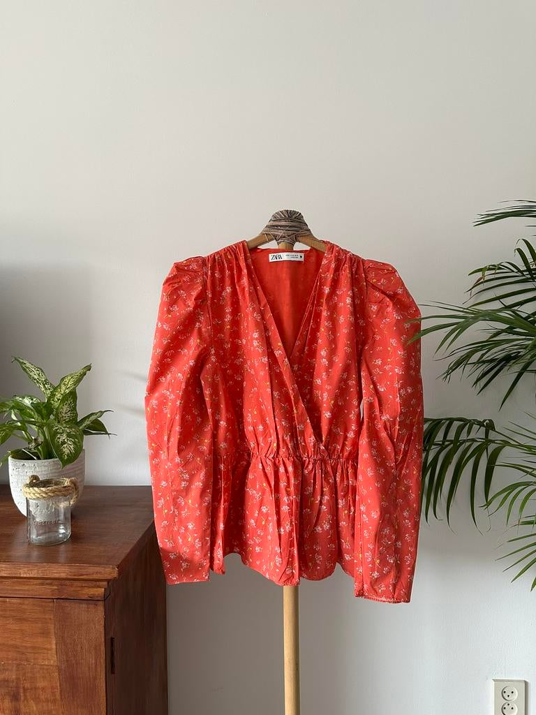 Zara 100% Cotton Wrap Blouse Size - M, Ophalen of Verzenden, Zo goed als nieuw, Maat 36 (S), Korte mouw