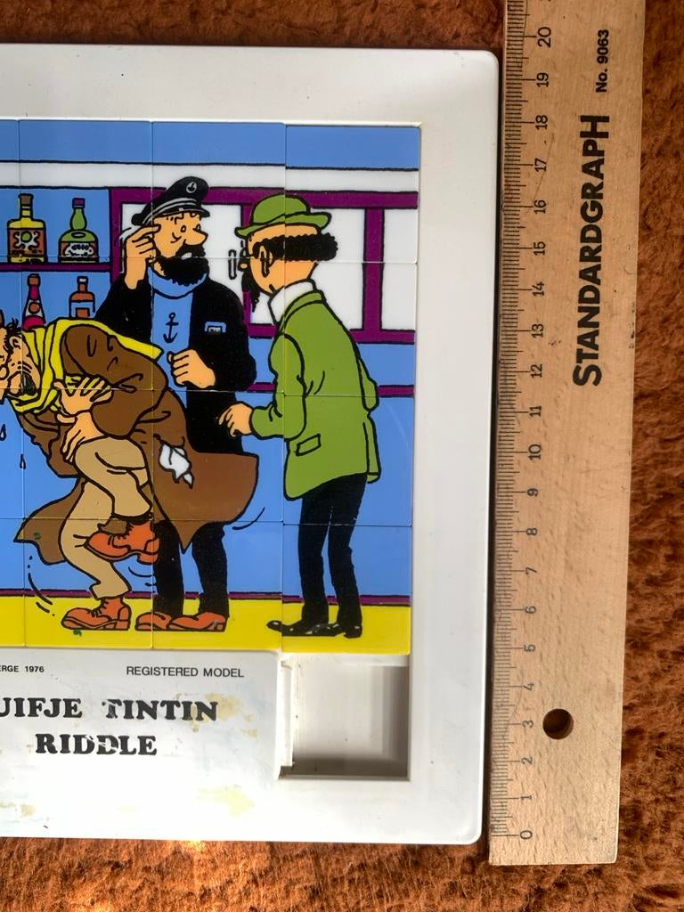 Vintage Kuifje Schuifpuzzel - Kapitein Haddock & Jansen, Ophalen of Verzenden, Kuifje, Gebruikt