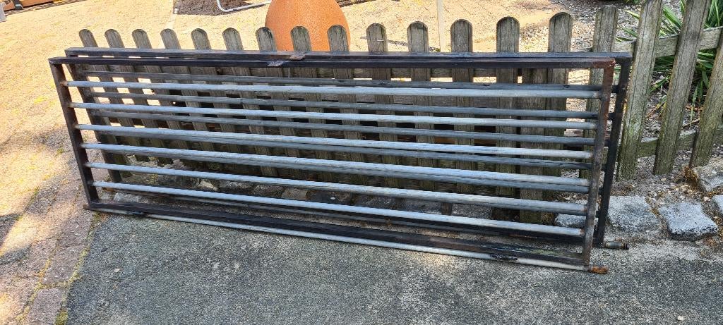 Dubbele poort 2 keer 190x60 cm ijzer met spijlen, Tuin en Terras, Tuinpoorten, Ophalen, Gebruikt, Minder dan 100 cm, Draaipoort