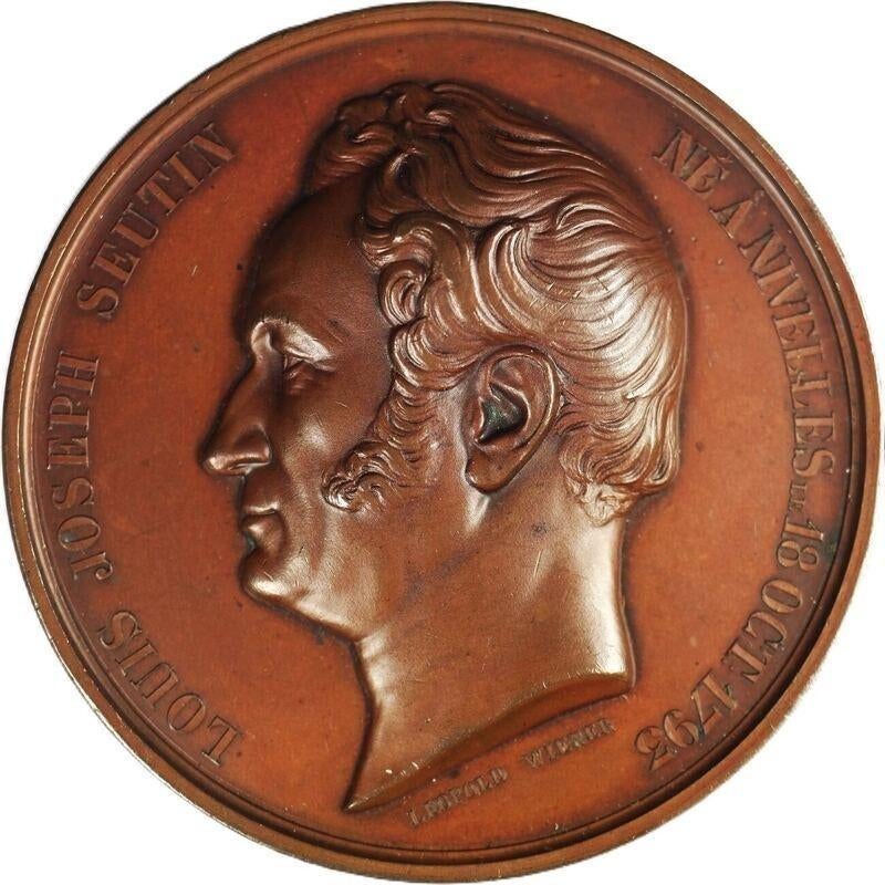 België penning 1852, Louis Seutin L Wiener EF, Ophalen of Verzenden, Brons, Buitenland