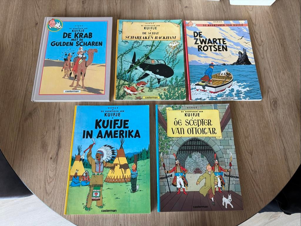 Kuifje strips (5) de Krab, Amerika, Zwarte Rotsen, Scepter, Boeken, Stripboeken, Meerdere stripboeken, Ophalen, Gelezen