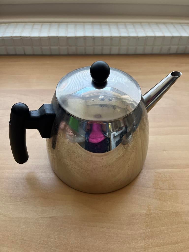 Bredemeijer theepot dubbelwandig 1,2L, Gebruikt, Bredemeijer, Zilver, Metaal