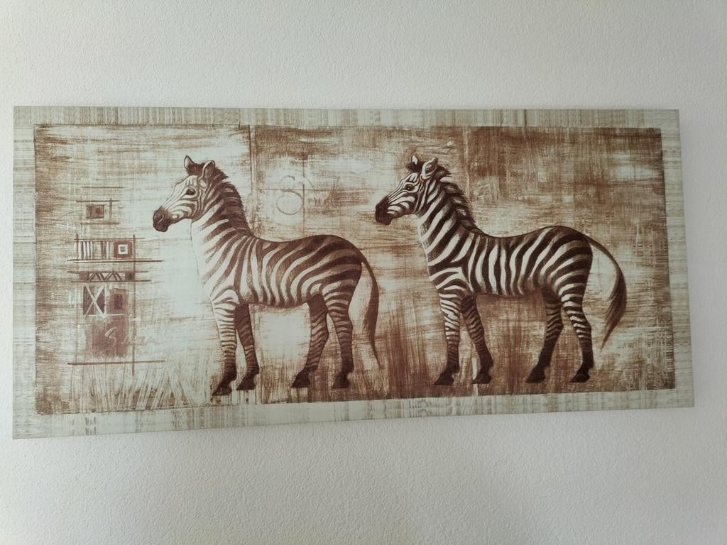 Canvas Zebra schilderij, Ophalen, Zo goed als nieuw