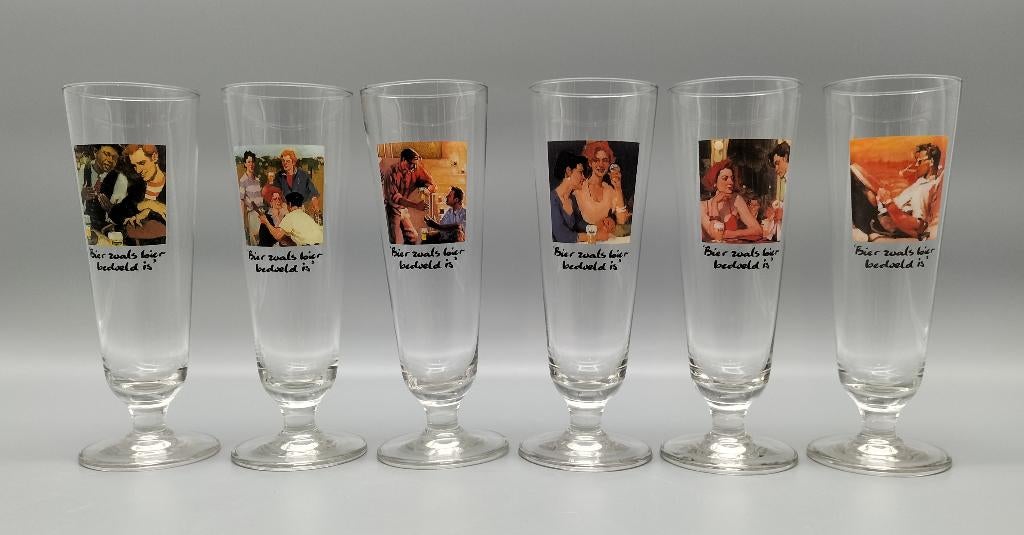 Art Collection tulpglazen Heineken uit de jaren 1990., Ophalen of Verzenden, Zo goed als nieuw, Glas of Glazen, Heineken