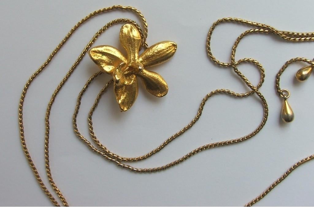 hanger van een orchidee, Sieraden, Tassen en Uiterlijk, Kettingen, Overige materialen, Verstelbaar, Verzenden, Zo goed als nieuw