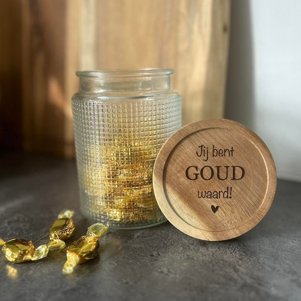 Gepersonaliseerde snoeppot. Jij bent goud waard!, Ophalen of Verzenden, Nieuw