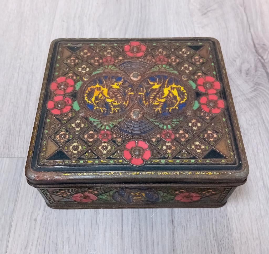 niemeijer koffie en thee blik met draken, Verzamelen, Blikken, Ophalen of Verzenden, Gebruikt, Koffie