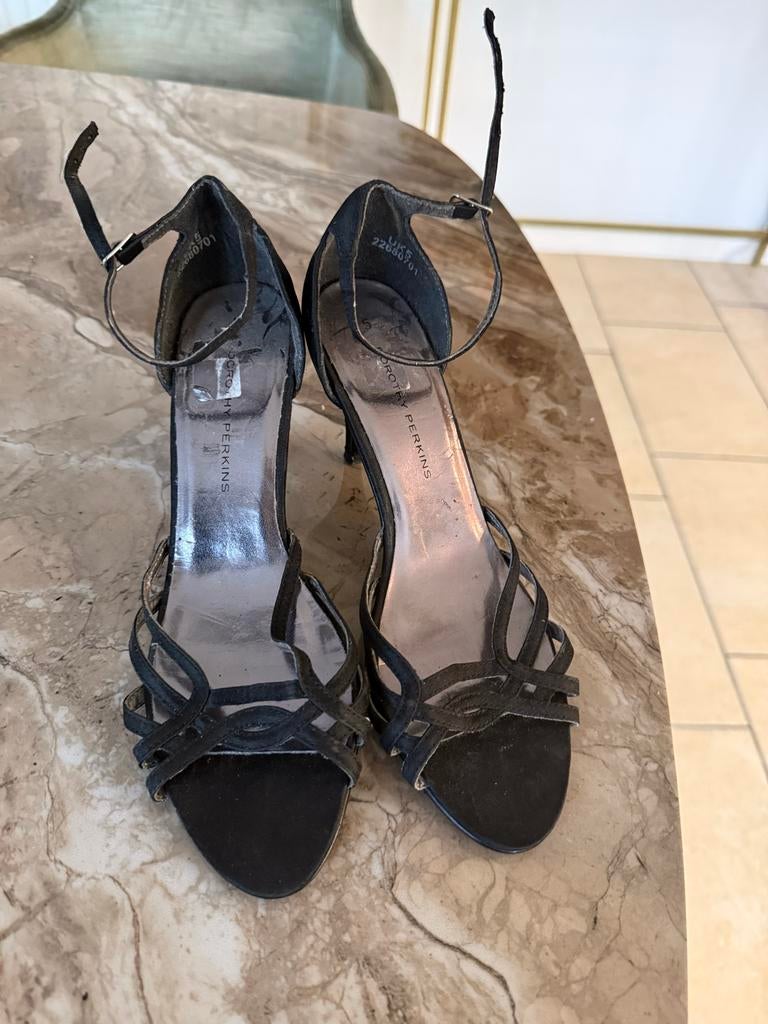 Dorothy Perkins zwarte sandalen met hak, maat 5 (38), Zwart, Gedragen, Sandalen of Muiltjes, Ophalen of Verzenden