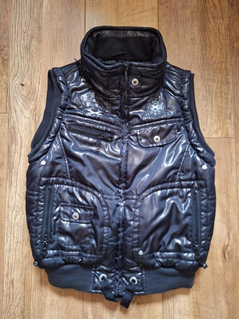 Bodywarmer met capuchon S/M, Kleding | Dames, Bodywarmers, Ophalen of Verzenden, Zo goed als nieuw, Maat 36 (S), Zwart