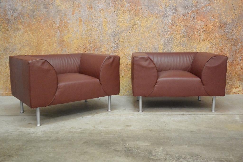 ZGAN leren Montis Nindes design fauteuil/loveseat, Huis en Inrichting, Fauteuils, Montis, Montis, 75 tot 100 cm, Ophalen of Verzenden