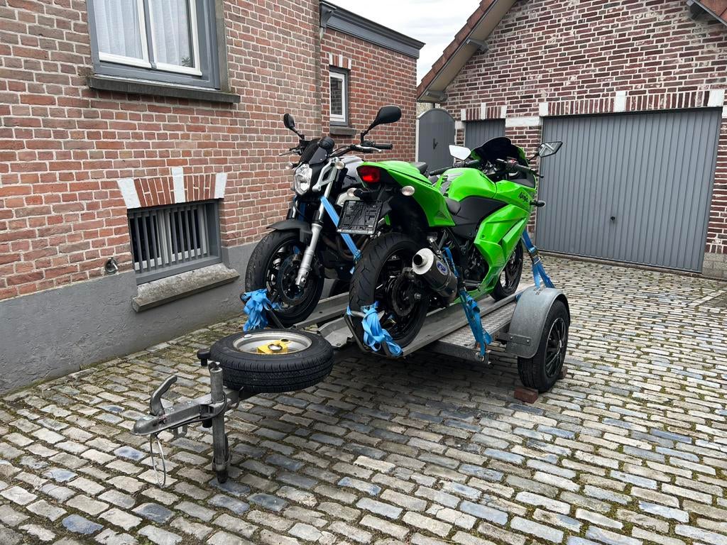 Motortrailer 1of2 motoren|€15/ dag| incl. slot& reservewiel, Diensten en Vakmensen, Verhuur | Auto en Motor, Aanhangwagen