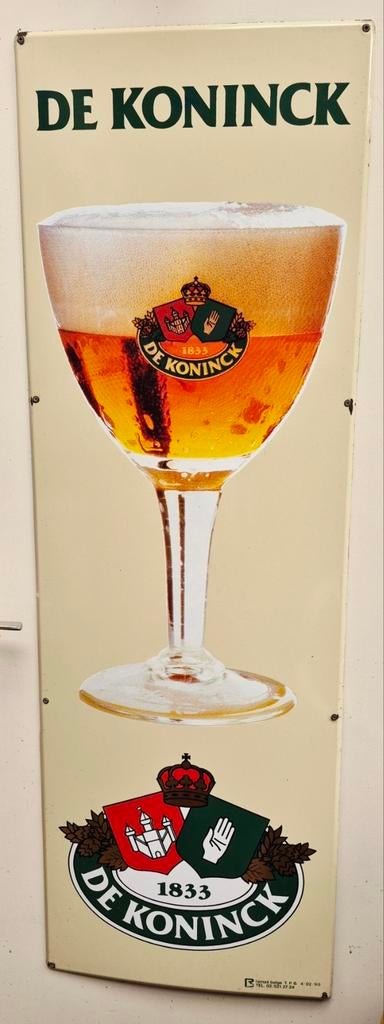 Emaille reclamebord De Koninck bier, Ophalen, Zo goed als nieuw, Reclamebord, Plaat of Schild, De Koninck