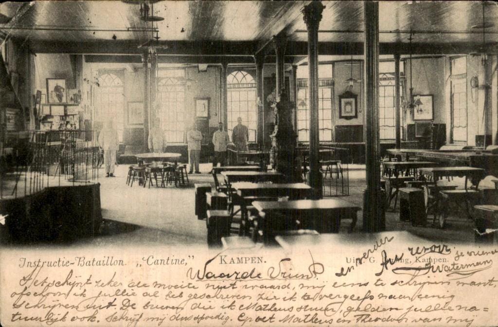 Kampen - Cantine - Instructie-Bataillon interieur, Ophalen of Verzenden, Voor 1920, Gelopen, Overijssel