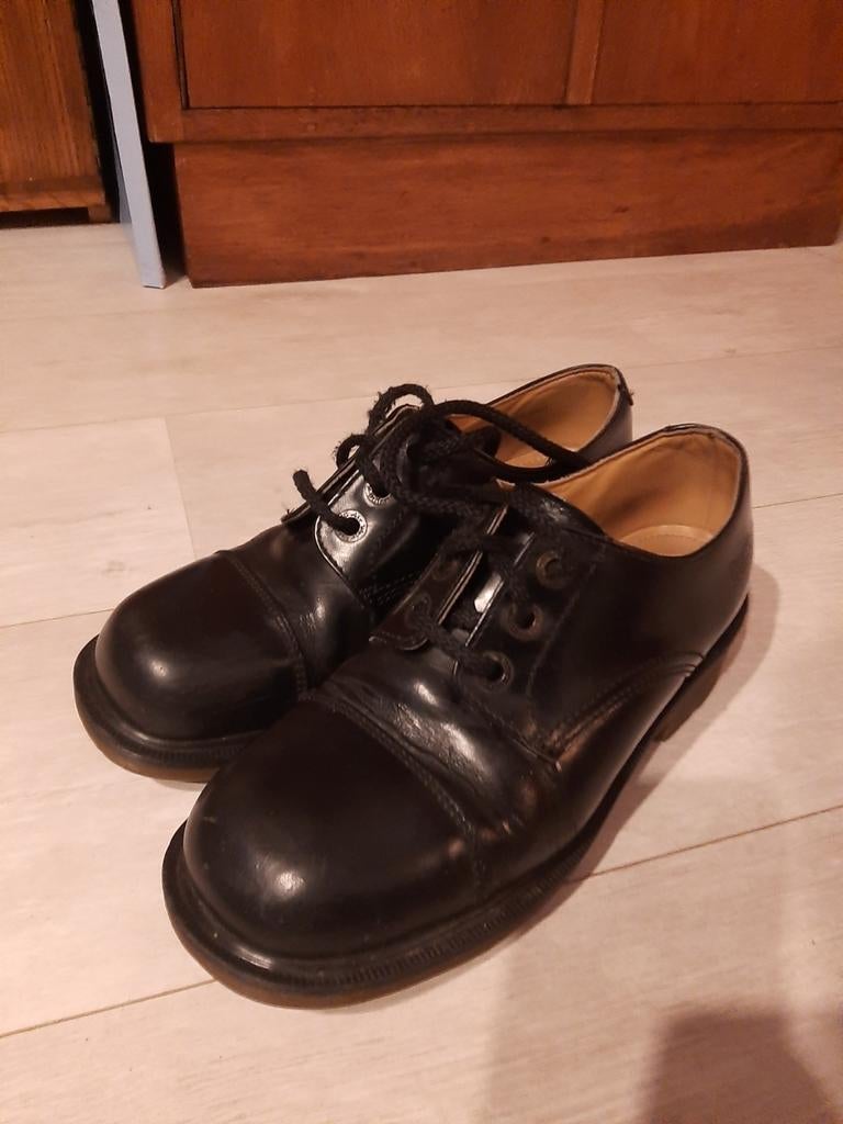 Vintage Dr. Martens 8309 Cap Toe Oxford Zwart Leer EU 39, Schoenen met lage hakken, Zwart, Ophalen of Verzenden, Dr. Martens