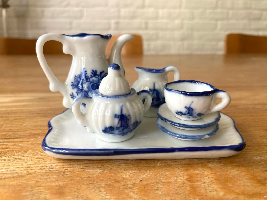 Vintage Delft Blauw Miniatuur Theeset - Michelotti, Ophalen of Verzenden