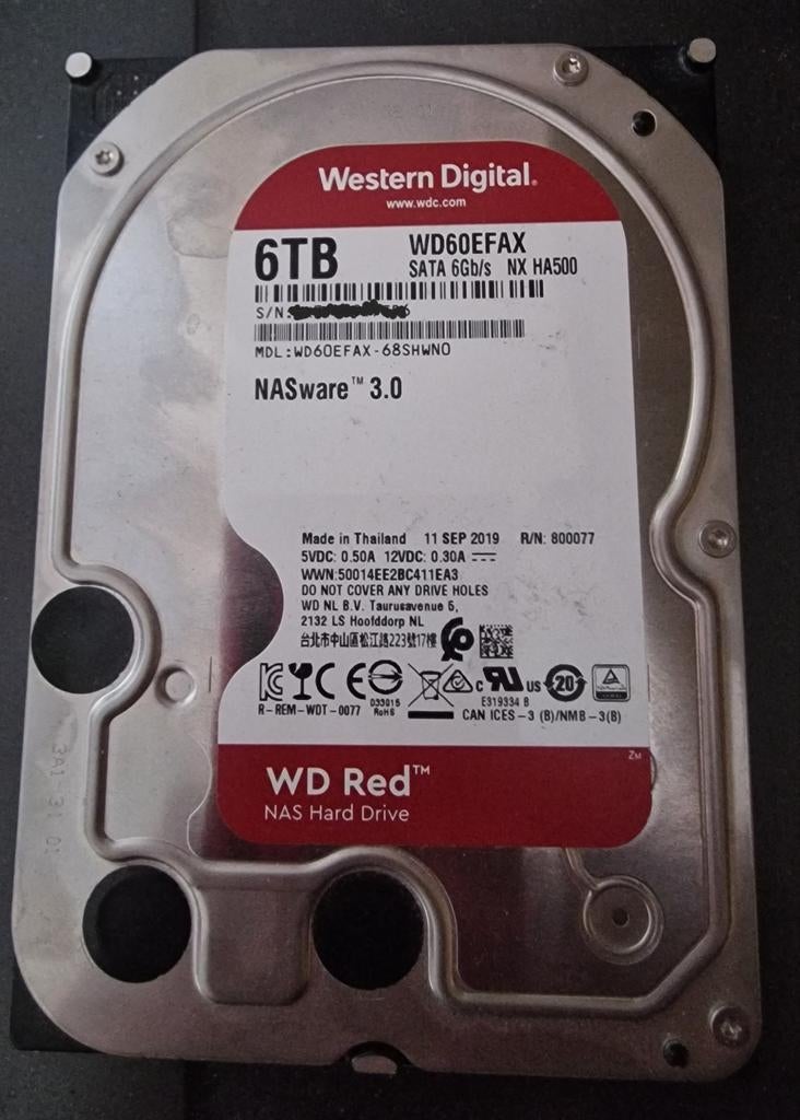 WD Red 6TB WD60EFAX harde schijf met S.M.A.R.T. rapport, Computers en Software, Harde schijven, Ophalen