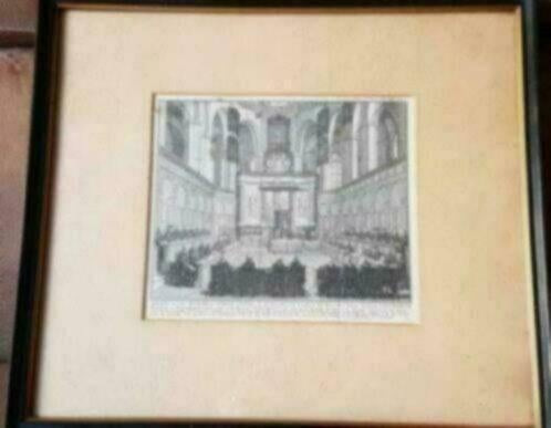 gravure Noord-Hollandse synode Nieuwe kerk Amsterdam Philips, Antiek en Kunst, Kunst | Etsen en Gravures, Ophalen