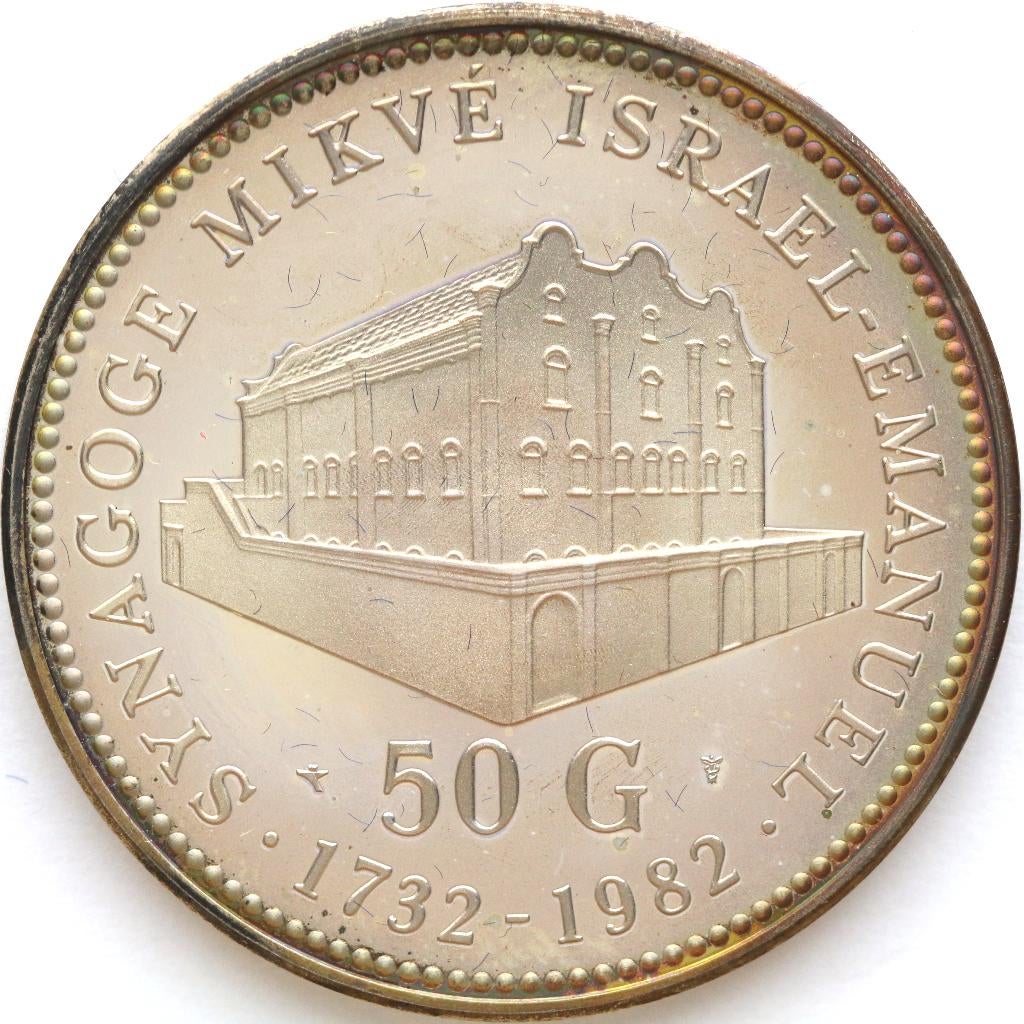 XntriQ-Coins - zilveren 50 Gulden Koningin Juliana - Ned.Ant, Koningin Juliana, Zilver, Ophalen of Verzenden, Losse munt