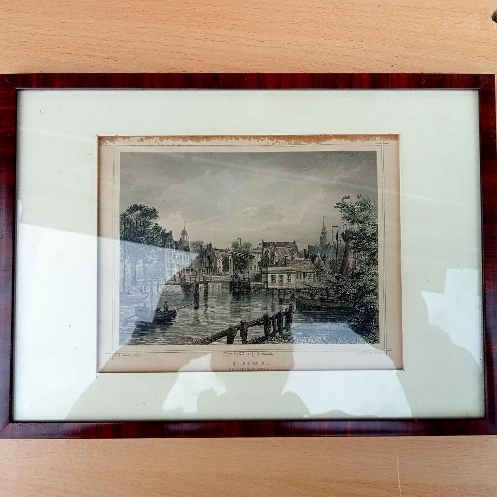 Hoorn De Binnenhaven Staalgravure Terwen 1858, Antiek en Kunst, Kunst | Etsen en Gravures, 1800 - 1899, Stadsgezicht, Ophalen of Verzenden