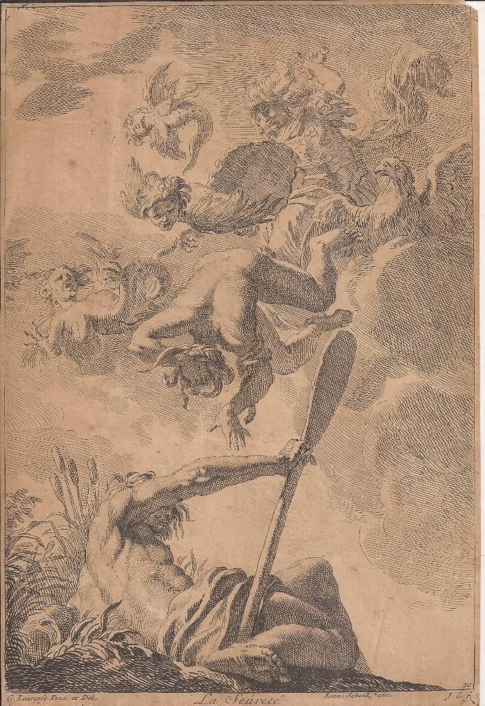 J. Glauber naar G. Lairesse. Minerva verdrijft Afgunst: een, Ophalen of Verzenden, Mythologie, Ets, Origineel