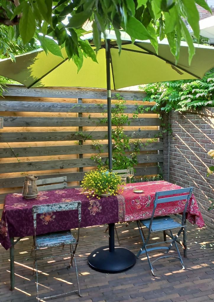 4 franse oude bistro stoelen, Ophalen, Gebruikt, Metaal, Inklapbaar