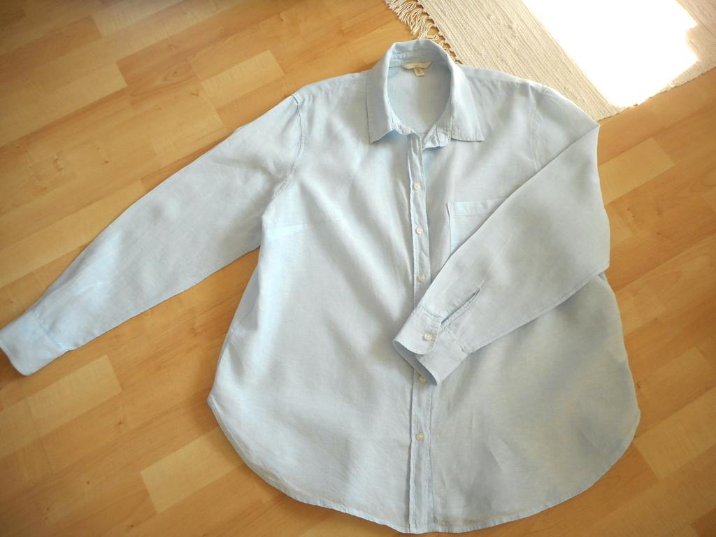 Linnen blouse van H&M, maat L, Maat 38/40 (M), H&M, Blauw, Ophalen of Verzenden