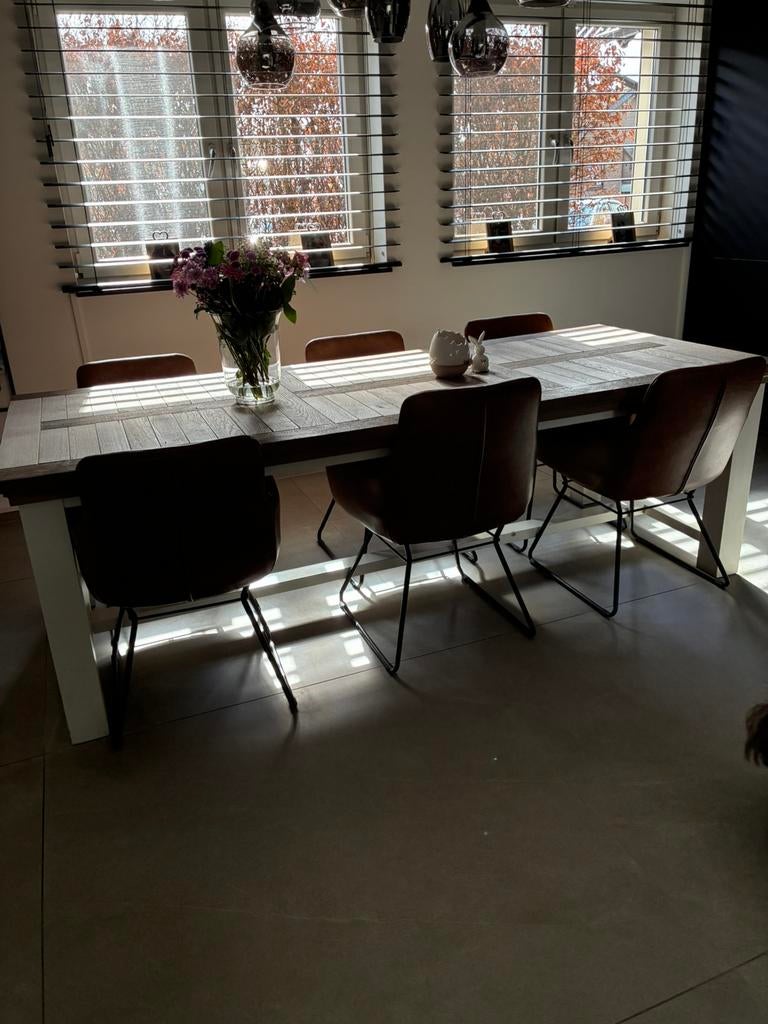 Eettafel met 6 stoelen., Ophalen, 200 cm of meer, 50 tot 100 cm, Zo goed als nieuw
