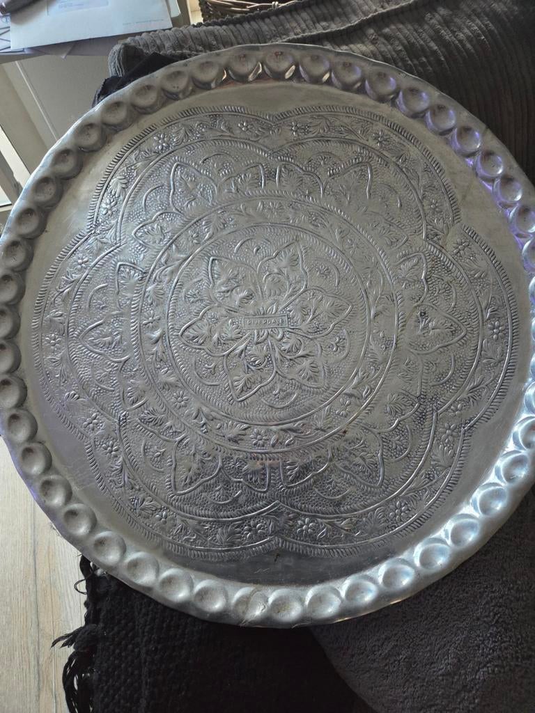 Riverdale decoratieve schaal/dienblad, zilverkleurig, Huis en Inrichting, Ophalen of Verzenden, Rond, Overige materialen