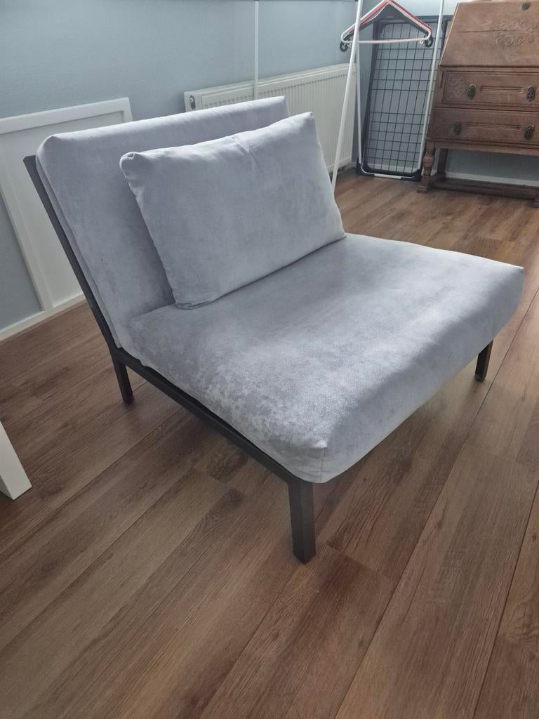 Lichtblauwe stoel met wasbare bekleding, Ophalen, Gebruikt, Blauw, Stof