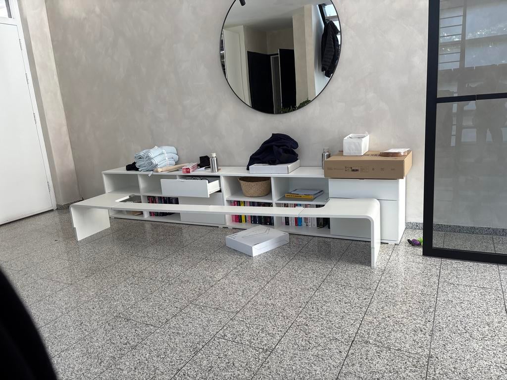 Achterwand Auping 180 cm - Wit design, Ophalen, Kunststof, Gebruikt, 65 cm of meer