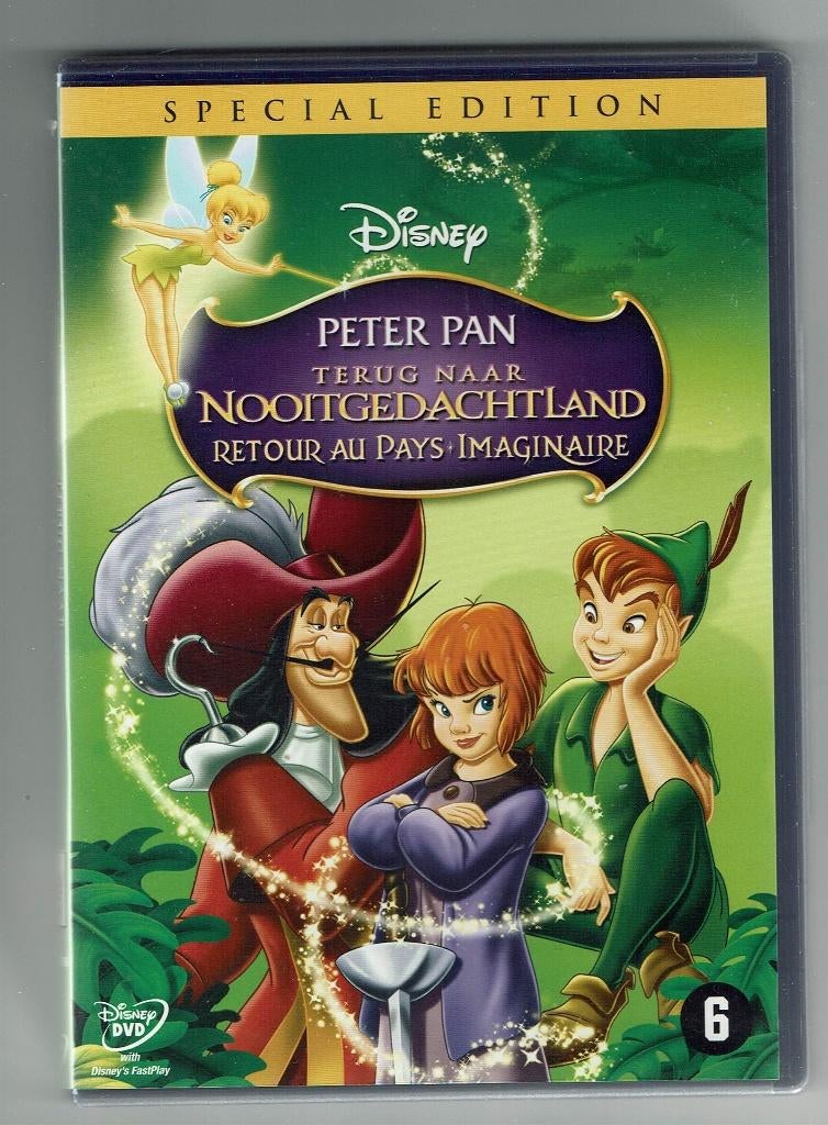 DVD  Peter Pan Terug naar Nooitgedachtland Walt Disney, Avontuur, Ophalen of Verzenden, Zo goed als nieuw, Vanaf 6 jaar