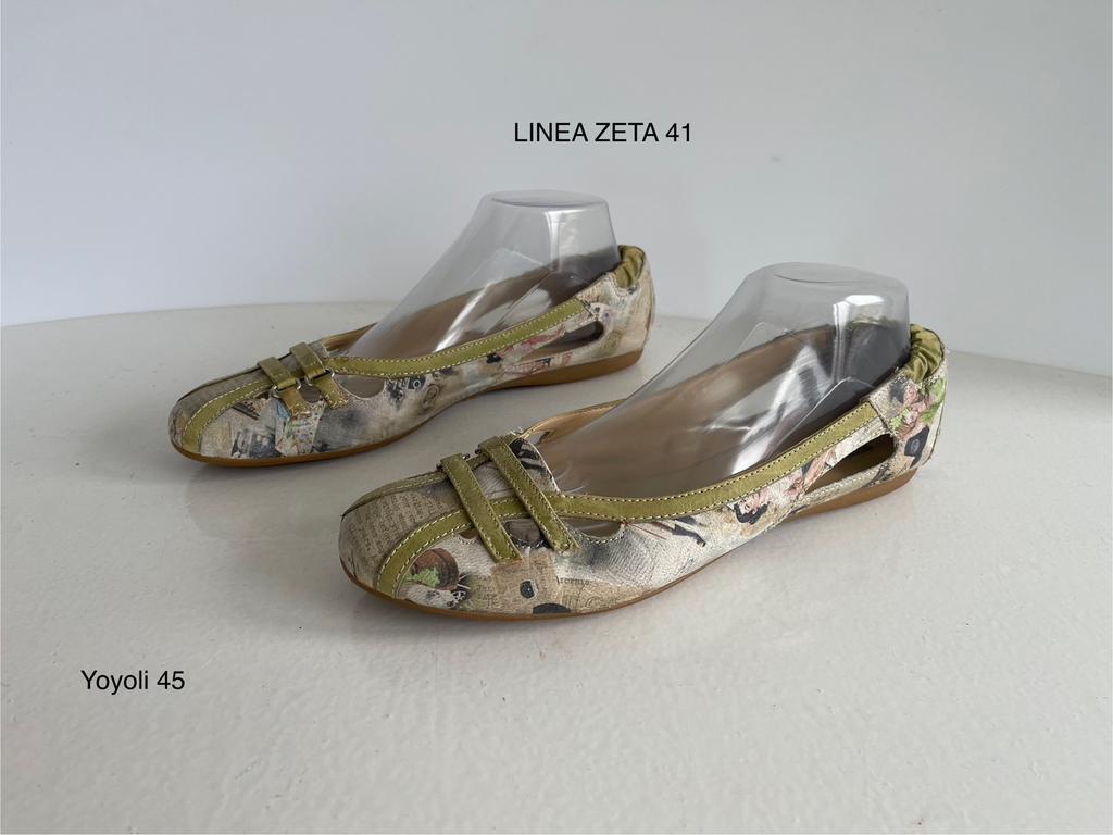 45) Linea zeta 41 leren ballerina’s, Zo goed als nieuw, Groen, Ballerina's, Ophalen of Verzenden