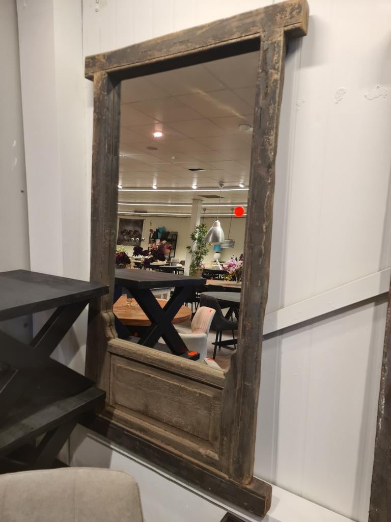 Landelijke teakhouten spiegel 162x97cm €110, Ophalen, ., Nieuw, .