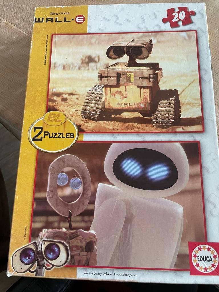 Disney Pixar WALL-E Puzzelset (2 puzzels van 20 stukjes), Ophalen of Verzenden, 10 tot 50 stukjes, Gebruikt, 2 tot 4 jaar