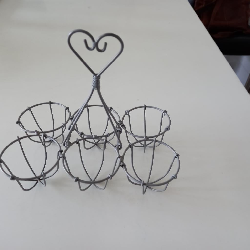 2 Metalen eierhouders ., Ophalen of Verzenden, Gebruikt