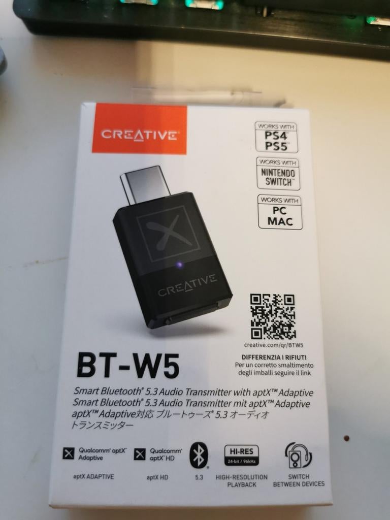 Creative BT-W5 Bluetooth 5.3 Audio Transmitter, Spelcomputers en Games, Spelcomputers | Nintendo Consoles | Accessoires, Nieuw