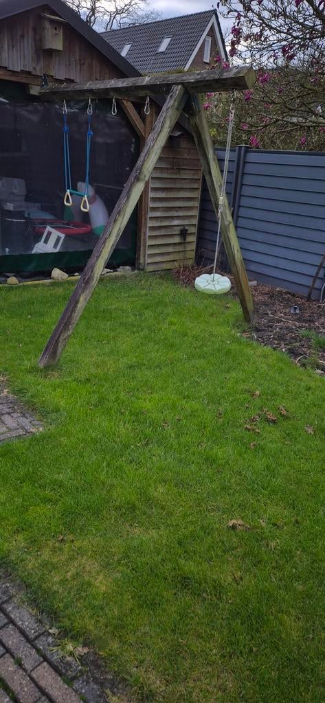 Aanbouwschommel 3,1 meter douglas palen, Kinderen en Baby's, Speelgoed | Buiten | Speeltoestellen, Ophalen, Gebruikt, Schommel