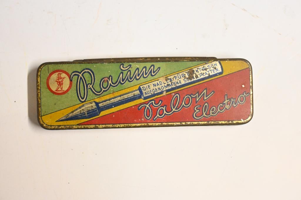 raum salon electro blikje grammofoon naalden, Ophalen of Verzenden