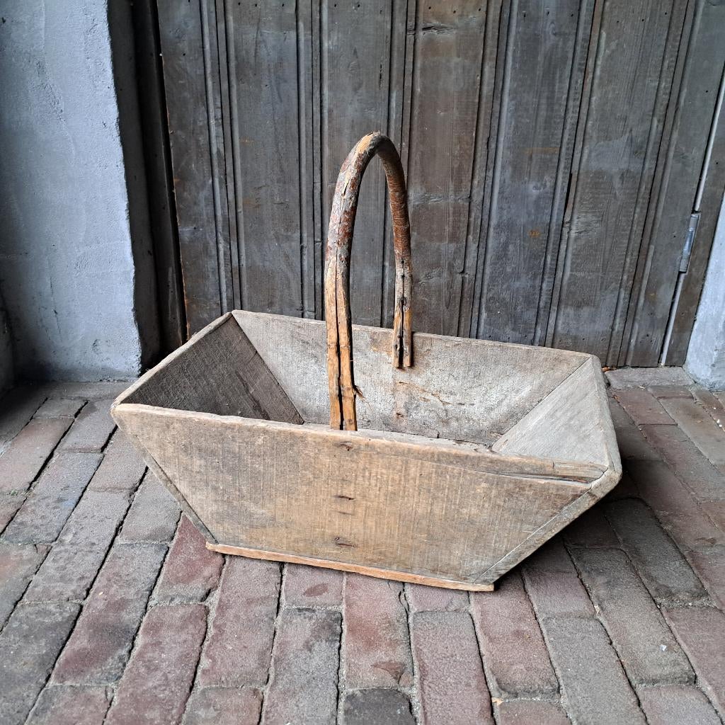 Brocante oude Franse houten plukmand oogstmand mand *Etage3*, Gebruikt, ,, Ophalen of Verzenden, ,