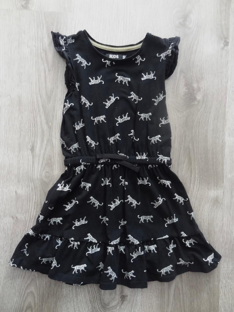 Zwart jurkje met luipaarden maat 110 116, Kinderen en Baby's, Kinderkleding | Maat 110, Europe Kids, Meisje, Ophalen of Verzenden