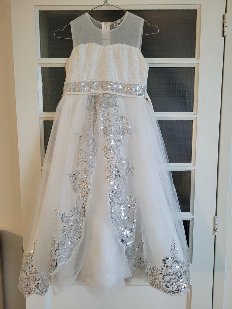 jurk bruidsmeisje maat 140 wit communie feest, Ophalen of Verzenden, Gebruikt, Meisje, Jurk of Rok