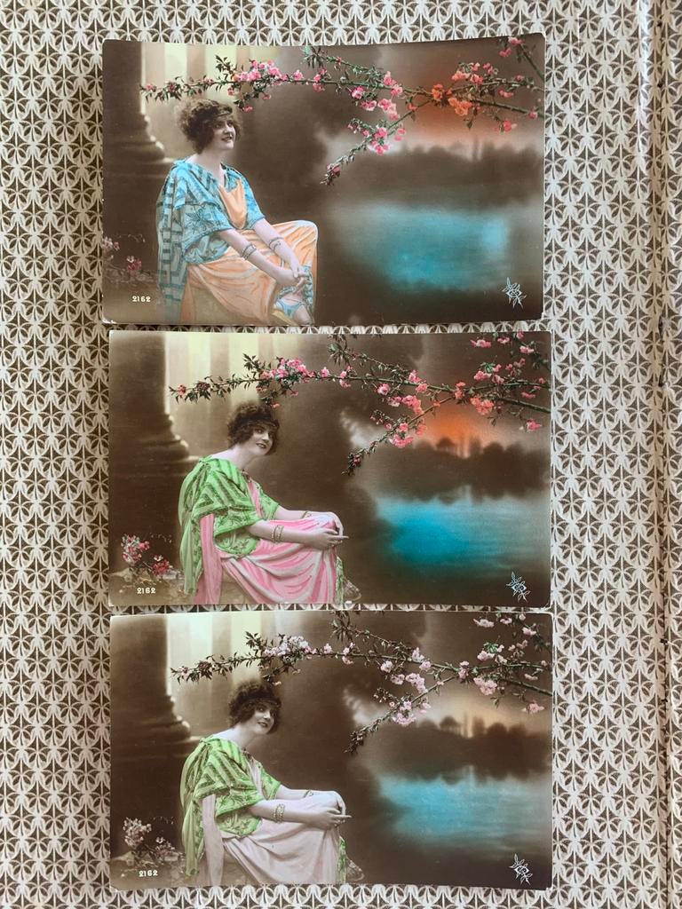 Dame met bloesemtakken (ME), Ophalen of Verzenden, Voor 1920, Ongelopen, Overige thema's