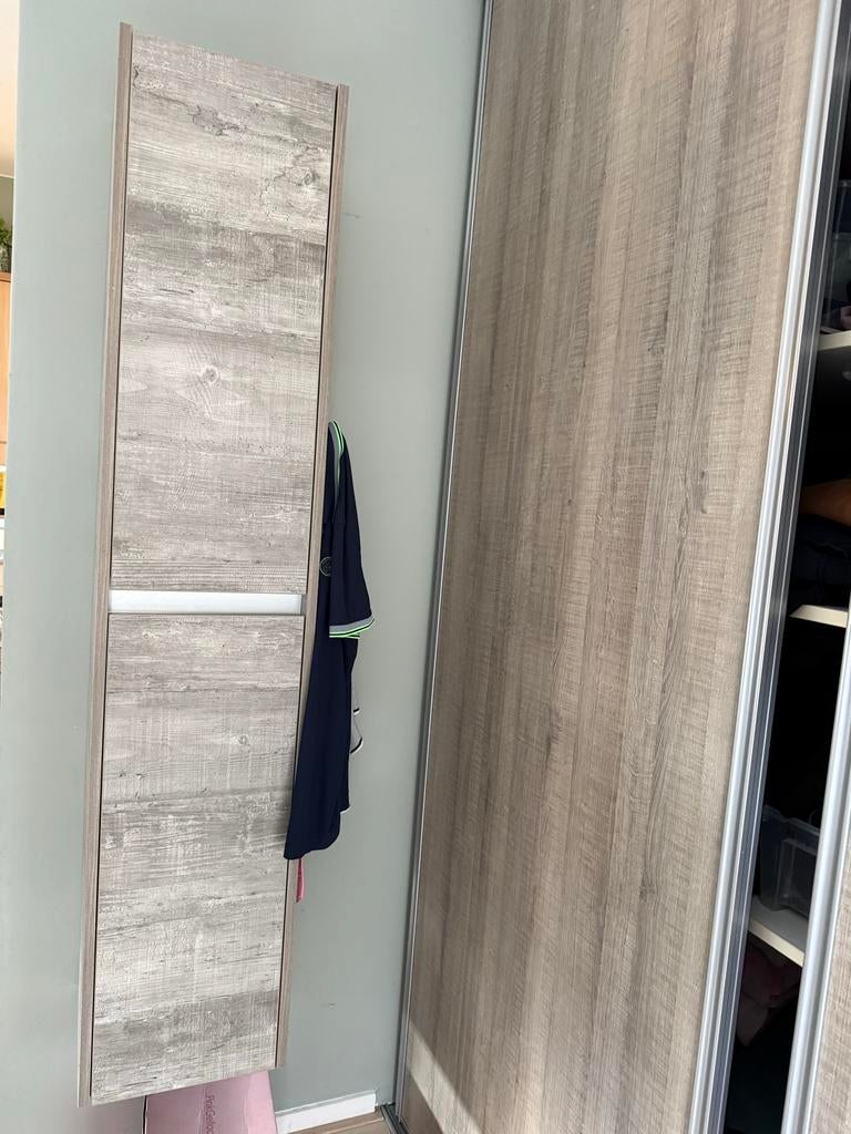 Hoge badkamerkast - 170 cm - Grijs houtlook, Ophalen, (Half)hoge kast, Minder dan 50 cm, Gebruikt