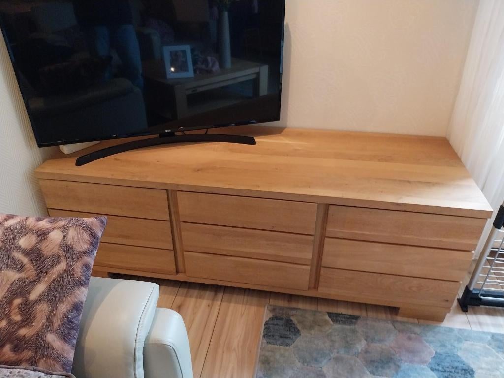 dressoir tafel stoelen en tv kast met salontafel, Gebruikt, Eikenhout, Minder dan 50 cm, Rechthoekig