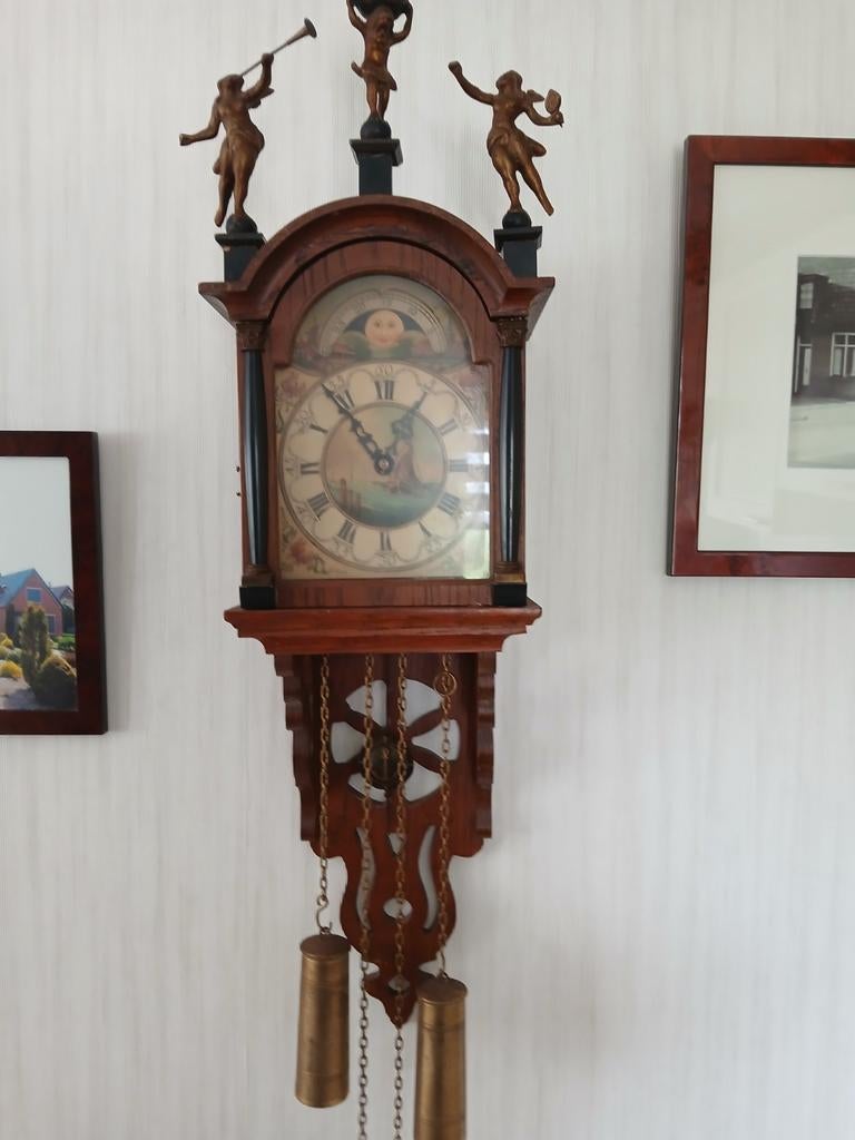 Tk Mooie goedwerkende antieke klok 40 euro, Ophalen of Verzenden, Wandklok