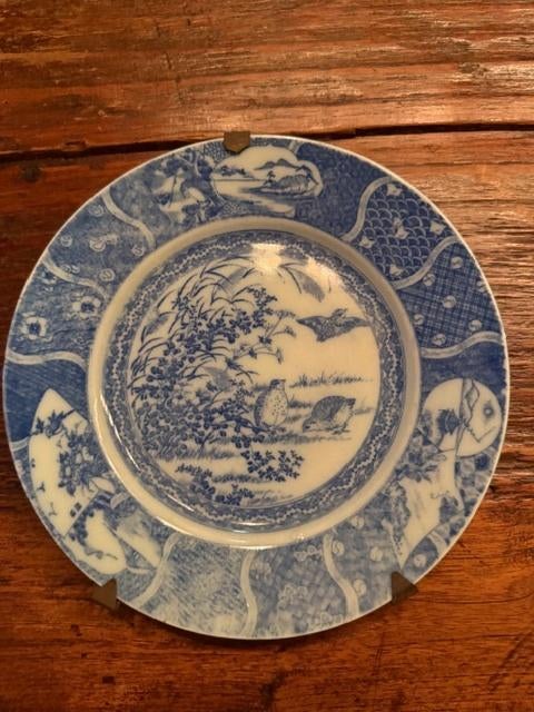 1 bordje patrijs delfs blauw, Ophalen of Verzenden