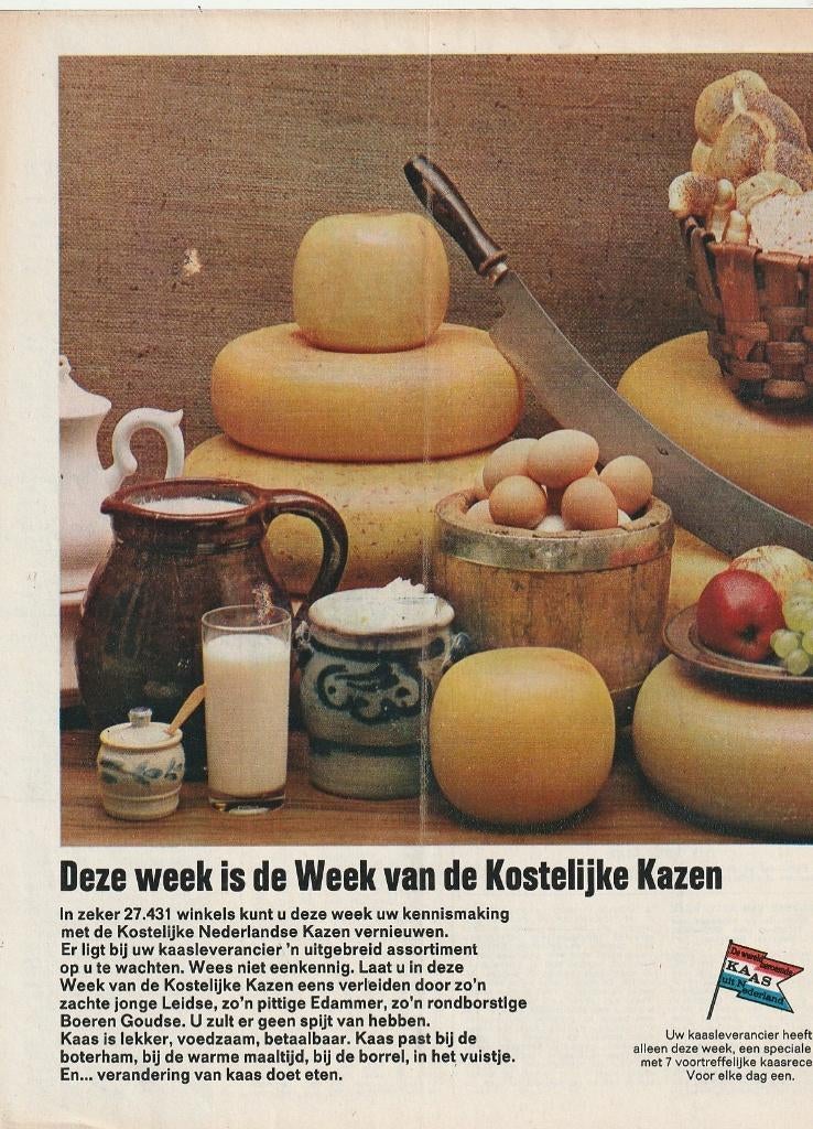 Retro reclame 1966 Kaas zuivel de kostelijke kazen week, Verzenden, Overige typen