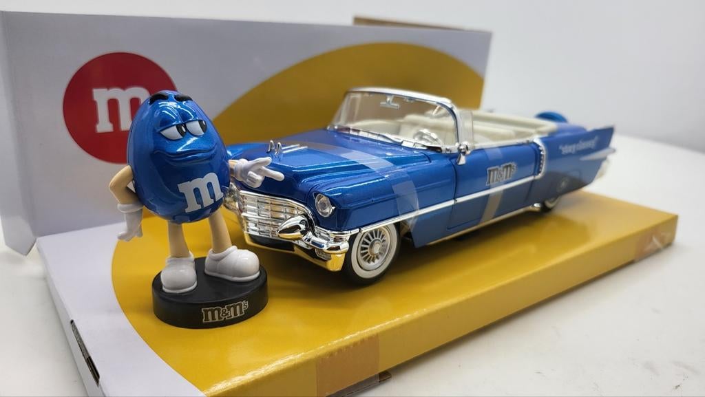 Cadillac Eldorado 1956 Blue M&M's, Hobby en Vrije tijd, Modelauto's | 1:24, Nieuw, Jada, Ophalen of Verzenden