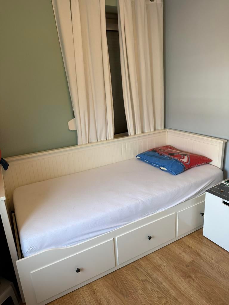 Ikea bed wit uitschuifbaar, Gebruikt, Wit, Tweepersoons, 200 cm